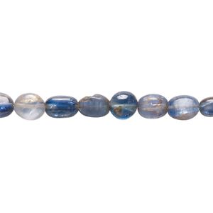 Blue kyanite 1pkg1, hand-cut puffed oval bead 15.5-16 inch 5x4mm-9x6mm