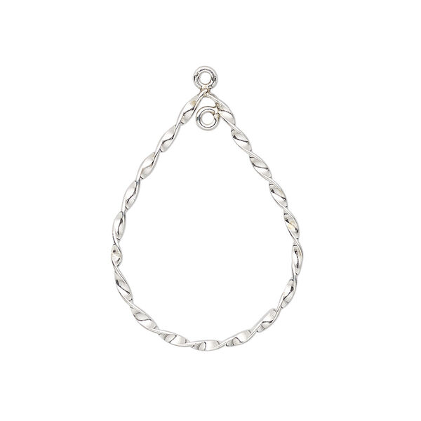 Focal, sterling silver, 32x21mm open teardrop with twisted design and closed loop. Sold per pkg of 2. image number 0
