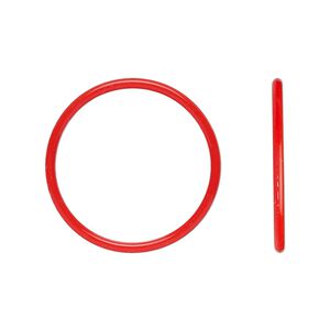Component, Oh! Ring™, silicone, red, 25mm round with 22mm hole. Sold per pkg of 50.