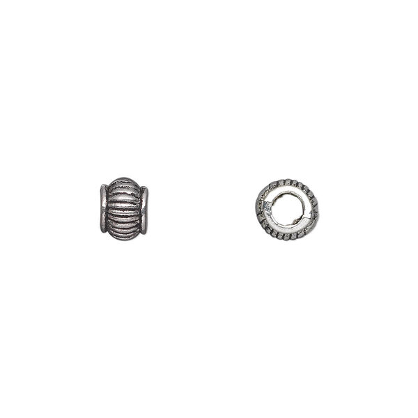 Bead, antique silver-plated "pewter" (zinc-based alloy), 6x5mm rondelle. Sold per pkg of 50. image number 0