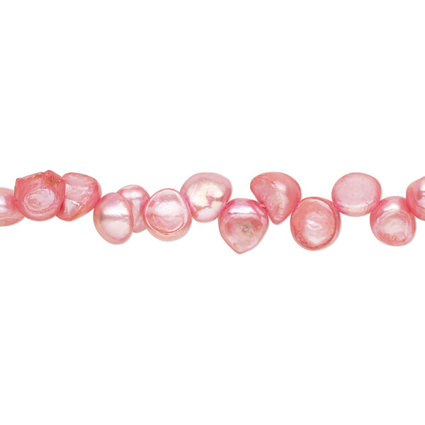 Pearl, cultured freshwater (dyed), dark blush, 5-6mm top-drilled semi-round with 0.4-0.6mm hole, D grade, Mohs hardness 2-1/2 to 4. Sold per 15-inch strand. image number 0