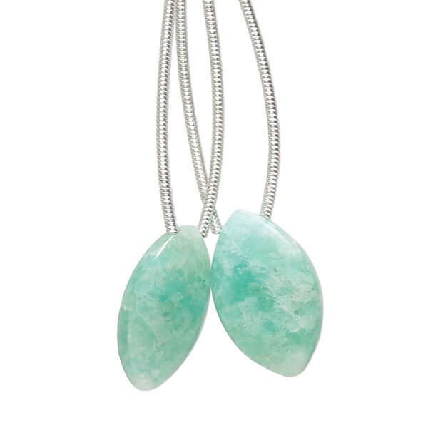 Amazonite 1pkg2, hand-cut top-drilled puffed marquise bead natural B grade, 18x11mm image number 0