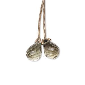 Green quartz 1pkg2, hand-cut top-drilled faceted teardrop bead 12x8mm-13x9mm