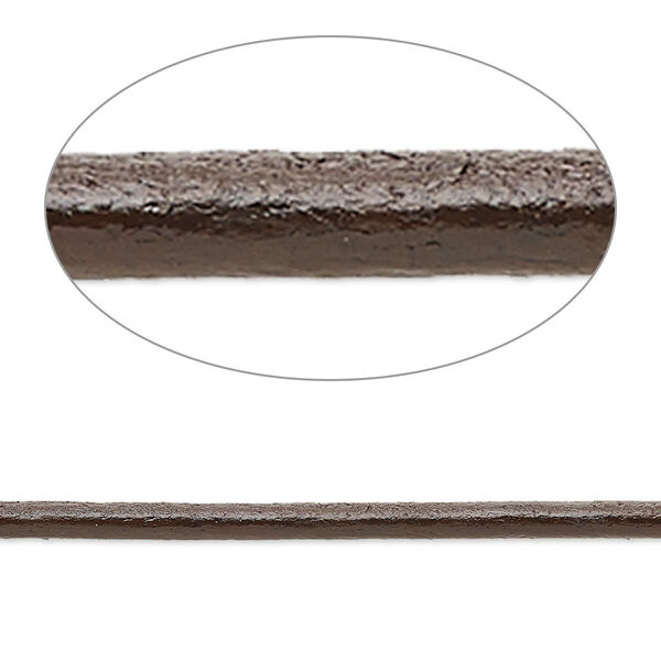 Cord, Ellada Leather™, Greek leather (dyed), dark brown, 2.5mm round. Sold per pkg of 3 yards. image number 0