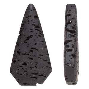 Lava rock 1pkg2, top-drilled teardrop focal 40x20mm