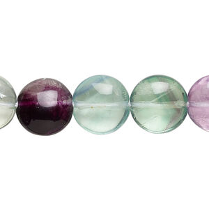 Rainbow fluorite 1pkg1, flat round bead natural 15.5-16 inch 12mm