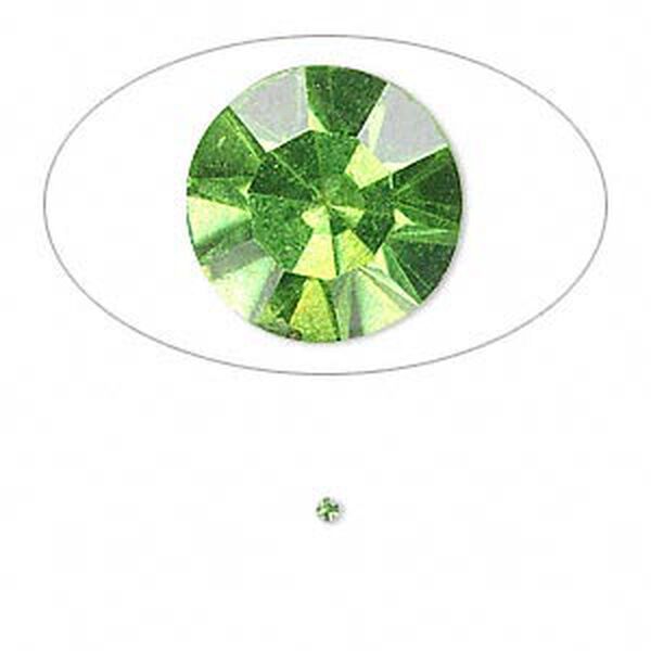 Chaton, glass rhinestone, olivine, foil back, 1.5-1.6mm faceted round, PP9. Sold per pkg of 72. image number 0