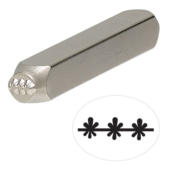 Stamp, ImpressArt®, steel, 6mm star border, 2-1/2 x 3/8 inches. Sold individually. image number 0