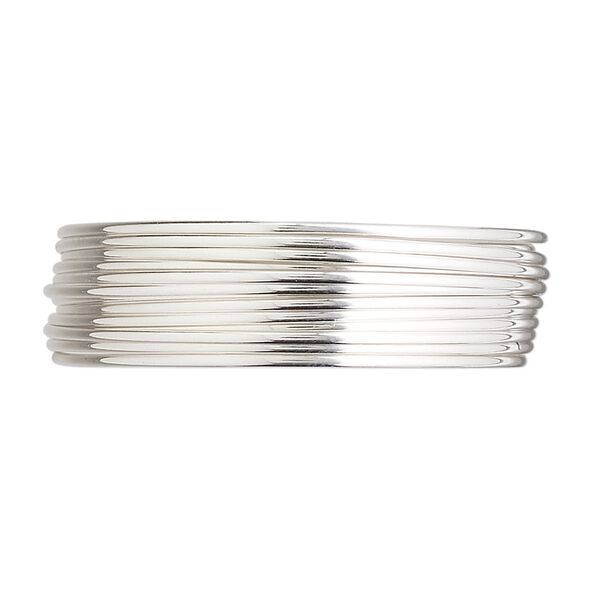 Wire, sterling silver, half-hard, half-round, 18 gauge. Sold per pkg of 5 feet. image number 0