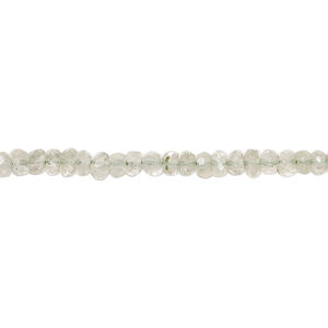Green quartz 1pkg1, hand-cut faceted rondelle bead, 13 inch 3x2mm-4x3mm light