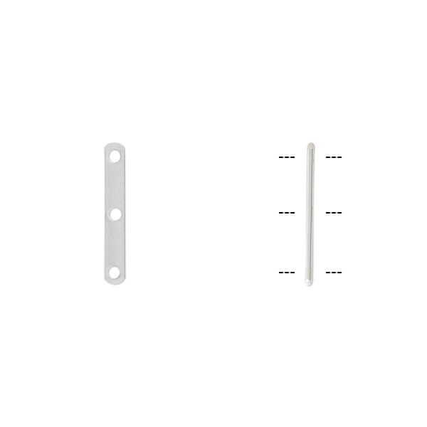 Spacer bar, sterling silver, 14.5x2.5mm 3-strand rounded rectangle, 5mm hole to hole. Sold per pkg of 10. image number 0