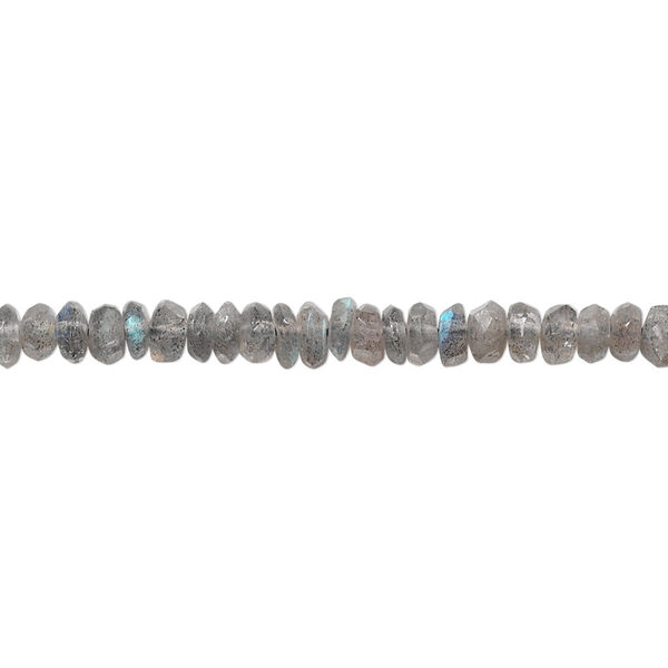 Bead, labradorite (natural), 4x2mm hand-cut faceted rondelle, C grade, Mohs hardness 6 to 6-1/2. Sold per 15-1/2" to 16" strand. image number 0