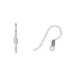 Ear wire fishhook 1pkg40 silver-plated, 16mm / coil / open loop, 20 gauge copper 20 pair