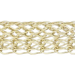 Wire, enamel and copper, gold, 5mm flat knit. Sold per 25-foot spool.