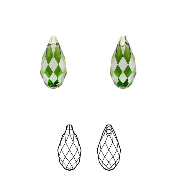 Briolette 144pk fern green, Swarovski® 13x6.5mm pendant drop 6010 image number 0