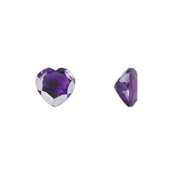 Gem, amethyst (natural), light to medium, 10x10mm faceted heart, A grade, Mohs hardness 7. Sold individually. image number 0