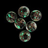 Bead, lampworked glass, clear / black / glow-in-the-dark / gold, 10mm round. Sold per pkg of 6. image number 1