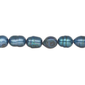 Freshwater pearl 1pkg1, rice, 15.5-16 inch blue spruce 6-7mm cultured