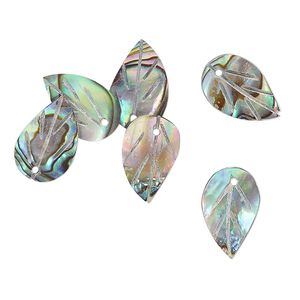 Bead, paua shell (natural), 13x8mm-14x10mm top-drilled leaf. Sold per pkg of 6.
