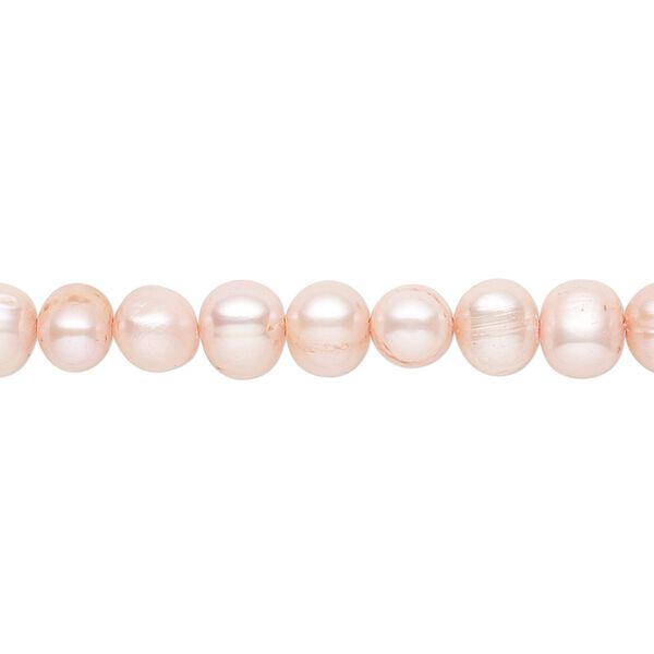Pearl 1pkg1 cultured freshwater, 5-7mm semi-round with 0.4-0.6mm hole D grade, 14-inch dyed blush image number 0