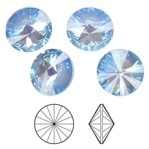 Chaton 144pk crystal ocean DeLite, Swarovski® 14mm rivoli 1122