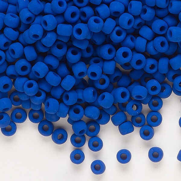 Seed bead, Dyna-Mites™, glass, opaque matte dark blue, #6 round. Sold per 40-gram pkg. image number 0
