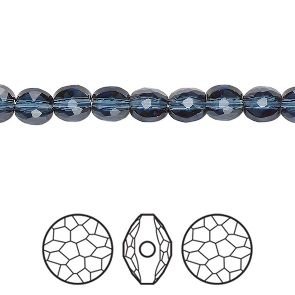 Bead 4pk montana, Crystal Passions® 6mm puffed round 5034 image number 0
