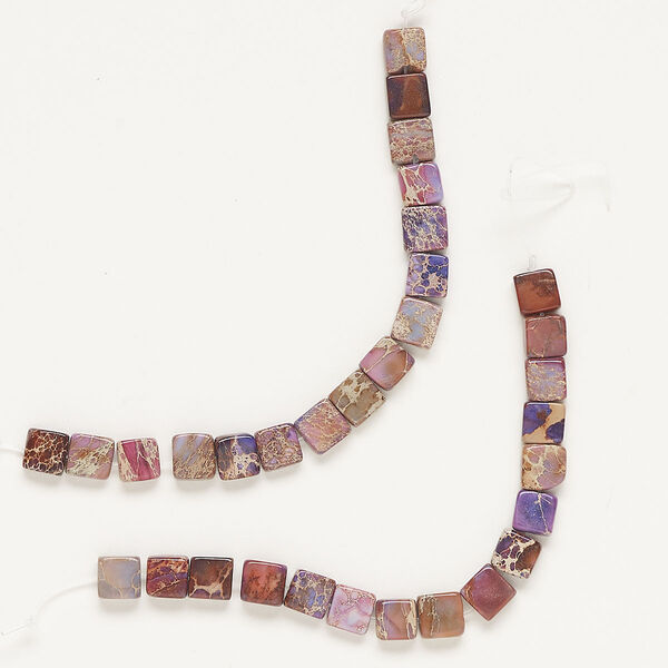 Aqua terra jasper 1pkg1, flat square bead C grade, 8 inch 6-7mm image number 0