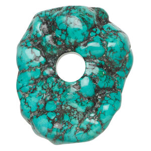 Magnesite 1pkg1, freeform donut focal dark blue-green, 42x30mm-49x44mm