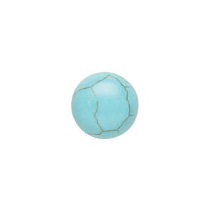 Cabochon, "turquoise" (resin) (imitation), 14mm calibrated round with matrix. Sold per pkg of 2.