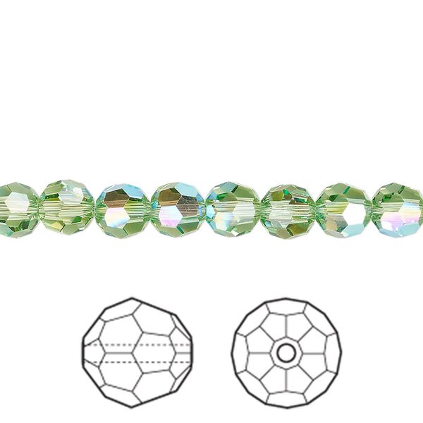 Bead 360pk peridot shimmer, Swarovski® 6mm round 5000 image number 0