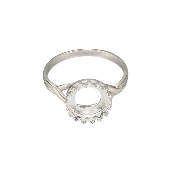 Ring, sterling silver, 11.5mm round with 10mm round cabochon bezel setting, size 9. Sold individually. image number 0