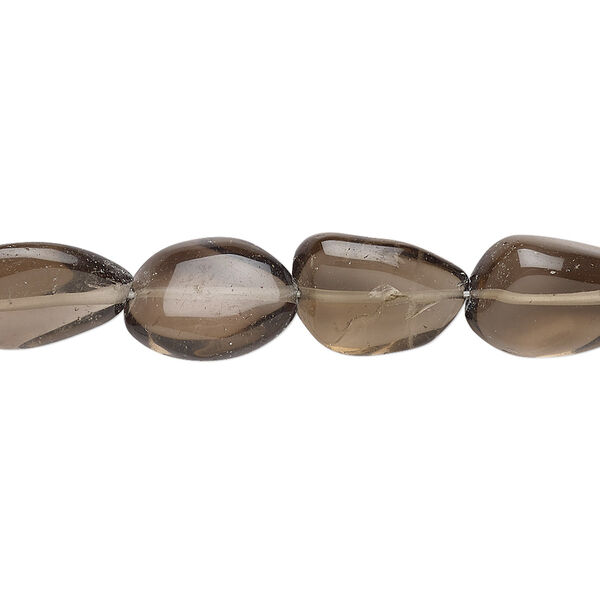 Bead, smoky quartz (heated / irradiated), mini to medium flat nugget, Mohs hardness 7. Sold per 14-inch strand. image number 0