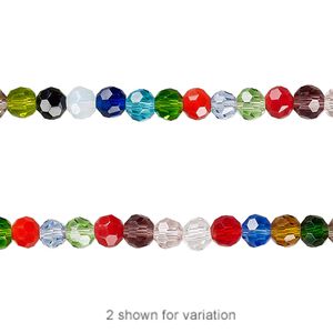 Bead 1pk 32 facets opaque to transparent mixed colors, Celestial Crystal® 4mm round 15.5-16 inch