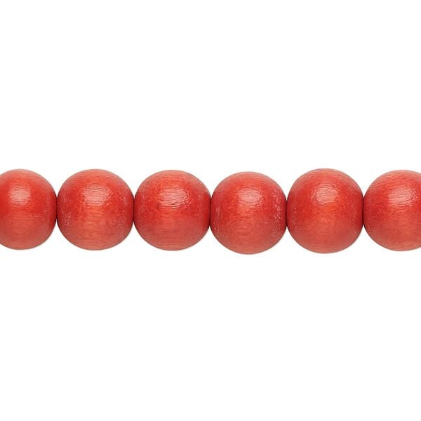 Bead 1pkg1, Taiwanese cheesewood (dyed / waxed), dark orange, 7-8mm round, 15-1/2 to 16 inches. image number 0