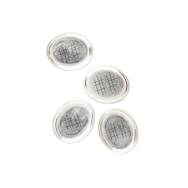 Bezel cup, sterling silver, solid back, 10x8mm oval. Sold per pkg of 4. image number 0
