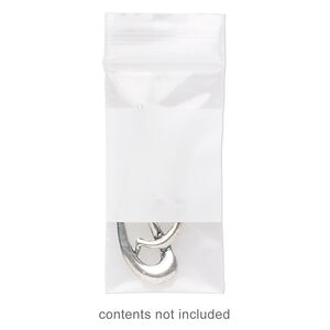 Bag, Tite-Lip™, plastic, clear and white, 2x1-inch top zip with block. Sold per pkg of 100.
