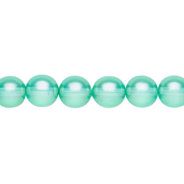 Bead, Czech pressed glass, pearlized ocean blue, 8mm round. Sold per 15-1/2" to 16" strand, approximately 50 beads. image number 0