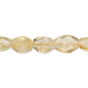 Citrine 1pkg1, hand-cut faceted oval bead 15.5-16 inch 8x6mm-11x9mm