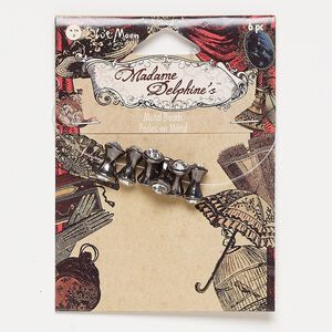 Bead, gunmetal-finished "pewter" (zinc-based alloy), 13x7mm hourglass. Pkg/6.