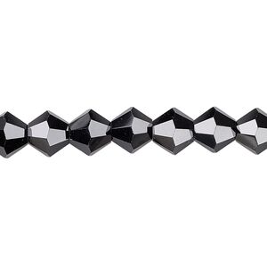 Bead 1pk opaque black, Celestial Crystal® 8mm bicone 15.5-16 inch