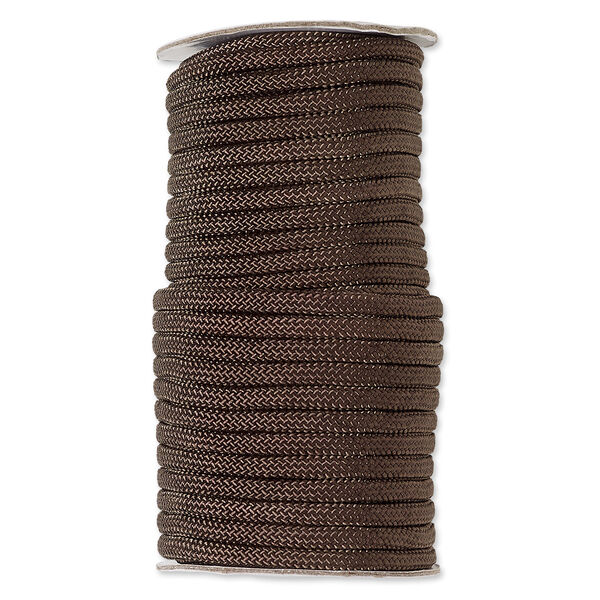 Cord, nylon, dark brown, 5mm braided. Sold per 60-foot spool. image number 0