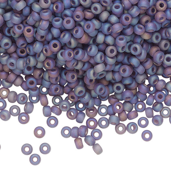 Seed bead, Miyuki, glass, pkg/250g, #8 rocaille, translucent matte rainbow light amethyst, (RR-157FR). image number 0