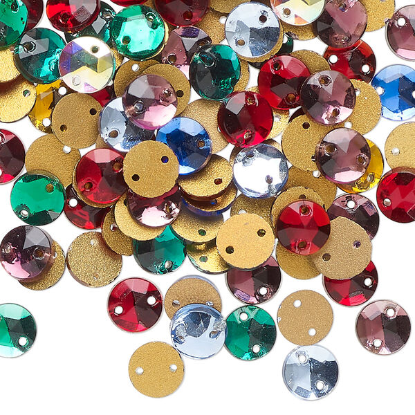 Sew-on mix 144pk mixed colors foil back, vintage Preciosa Czech crystal 6mm round image number 0