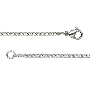 Chain, stainless steel, 1.7mm curb, 18 inches with lobster claw clasp. Sold individually.
