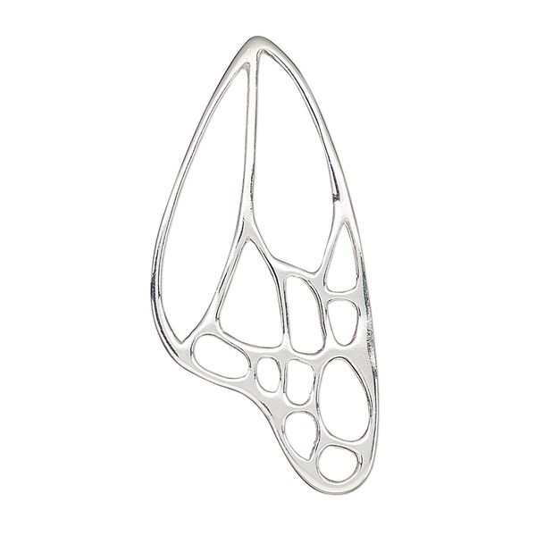 Focal, Amoracast®, sterling silver, 38.5x18mm double-sided cutout butterfly wing. Sold individually. image number 0