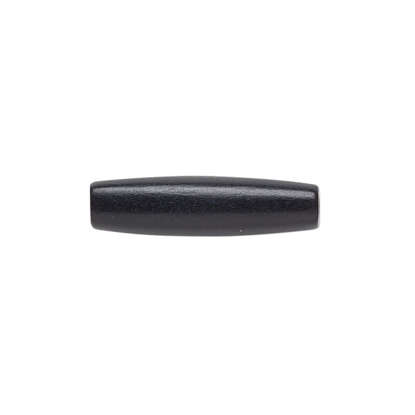 Bead, horn (dyed), black, 25x6mm-25x8mm hand-cut hairpipe, Mohs hardness 2-1/2. Sold per pkg of 40. image number 0