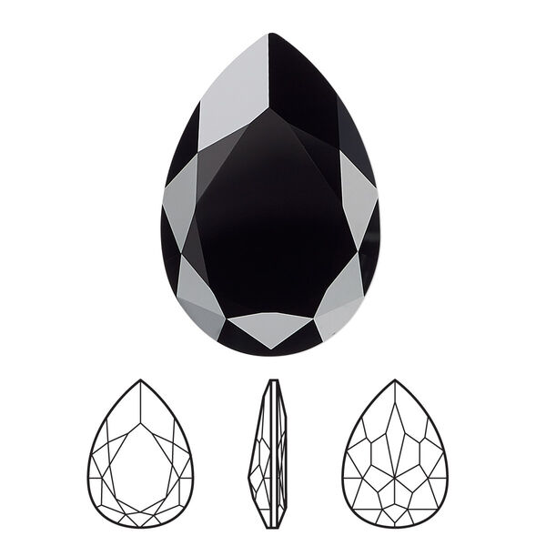 Fancy stone 1pk jet, Crystal Passions® 30x20mm pear 4327 image number 0