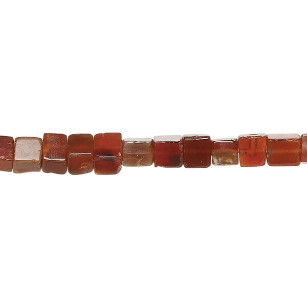 Red-brown agate 1pkg1, cube bead, 15 inch 4-5mm image number 0
