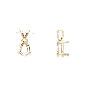 Pendant, Sure-Set™, 14Kt gold, 9x6mm with 4-prong pear basket setting. Sold individually.